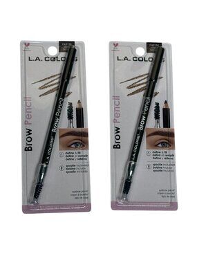LA Colors Brow Pencil Duo Dark Brown With Spoolie Eyebrow Pencil 2 Pack New